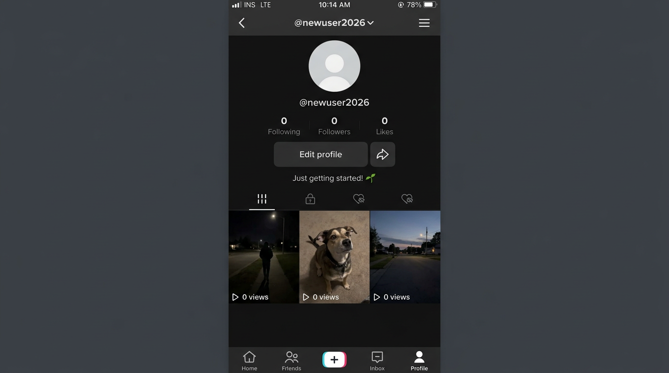TikTok 新号零播放状态 — 所有视频显示 0 views