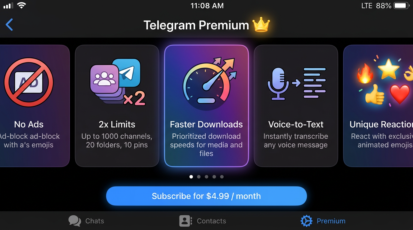 Telegram Premium 会员国内购买最省錢教程:3种方式对比,附详细操作步骤 2 Telegram Premium 专属功能展示